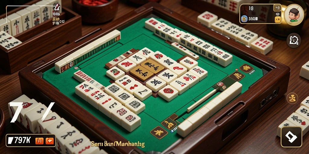 Gameplay Mahjong menantang di 797K dengan desain ubin yang menarik.