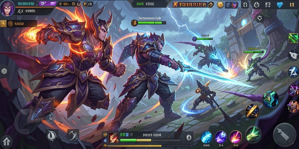 Tampilan gameplay MOBA yang intens dan menarik di NX888.