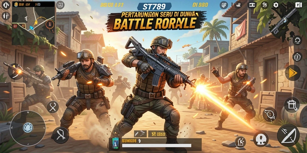 Tangkapan layar menampilkan aksi seru dalam permainan Battle Royale.