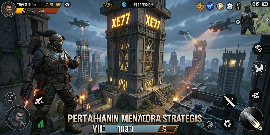 Tampilan gameplay menegangkan dari XE77 yang penuh strategi.